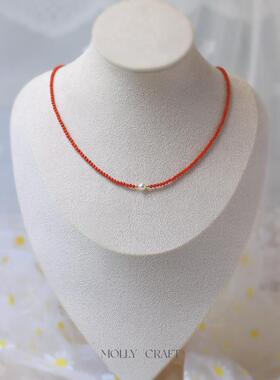 天然极细南红玛瑙项链女