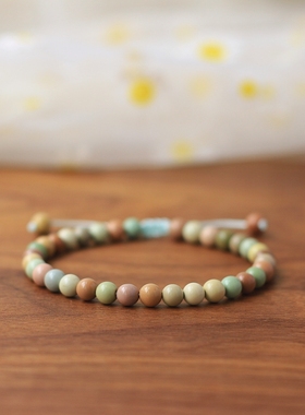 彩虹糖马卡龙色天然阿拉善手串