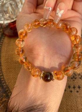 天然黄塔晶黄水晶手链【聚宝盆】招财转运旺事业黄发晶手串黄虎眼