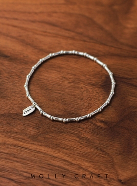 上岸S925纯银竹节手链女款学生小众设计高级感节节高升松紧手串