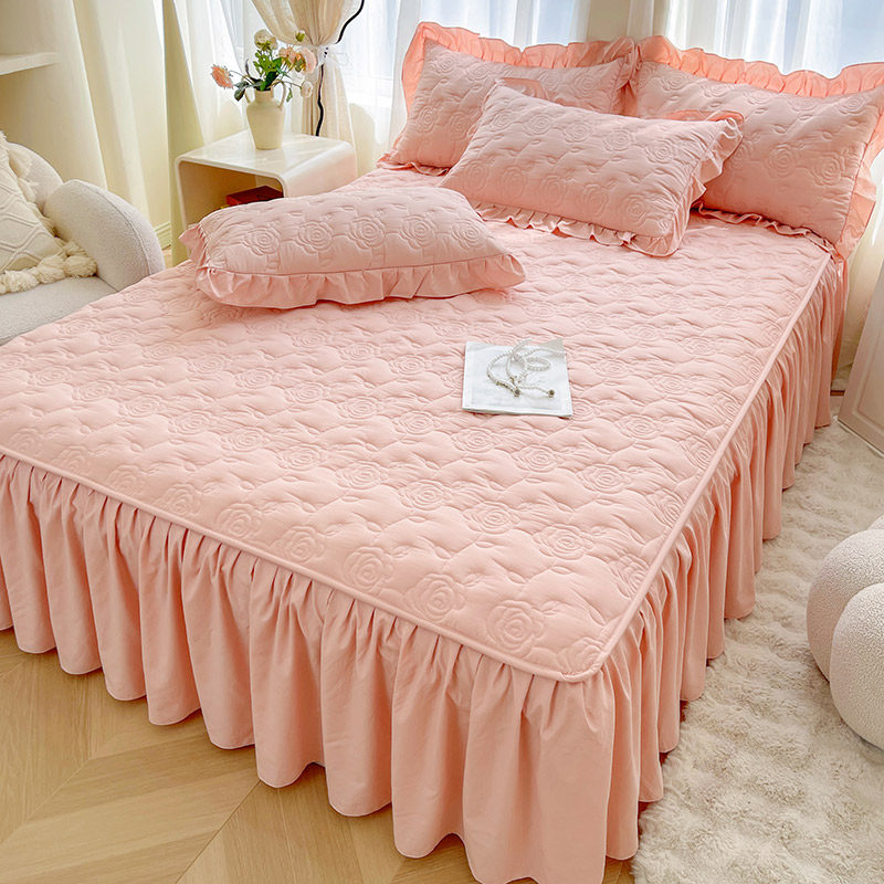 A类水洗棉夹棉床裙单件2025新款加厚纯色床罩带裙边遮丑四季通用,床上用品,床裙,淘宝优惠券,粉丝福利购,淘宝优惠卷