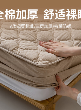 A类纯棉床笠单件全棉夹棉加厚水洗棉床罩2025新款床垫保护罩3件套