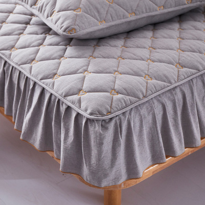 纯棉夹棉床笠罩花边全棉床罩床裙款2025年新款通用床垫保护套三