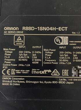 {议价}欧姆龙伺服驱动器R88D-1SN04H-ECT，400W，E