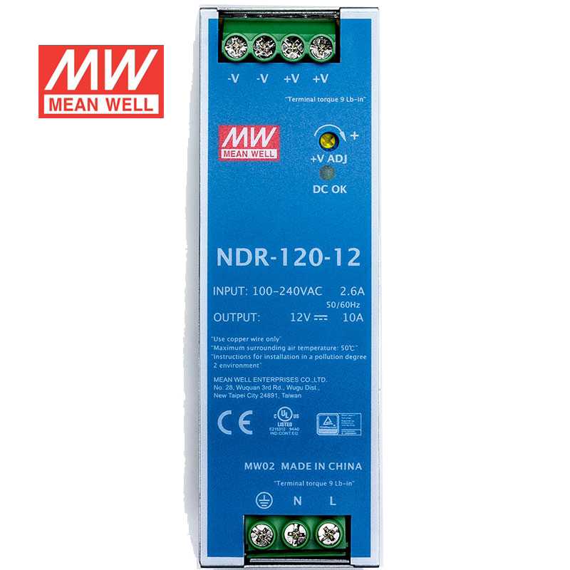 明纬NDR导轨电源 75W120W240W 480W12V24V48V直流稳压台湾品牌