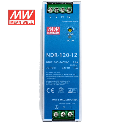 明纬NDR导轨电源 75W120W240W 480W12V24V48V直流稳压台湾品牌