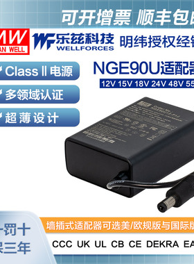 明纬电源适配器新NGE90U/I/E-P1J 90W墙插12/15/18/24/48/55V医疗