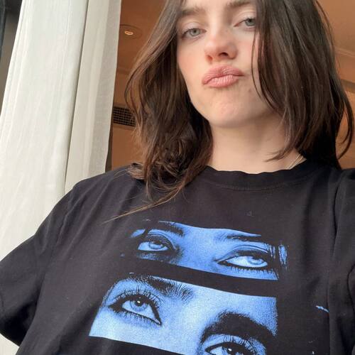 Billie Eilish 碧梨眼睛印花LIVE IN 3D 纯棉短袖T恤女夏学生装潮