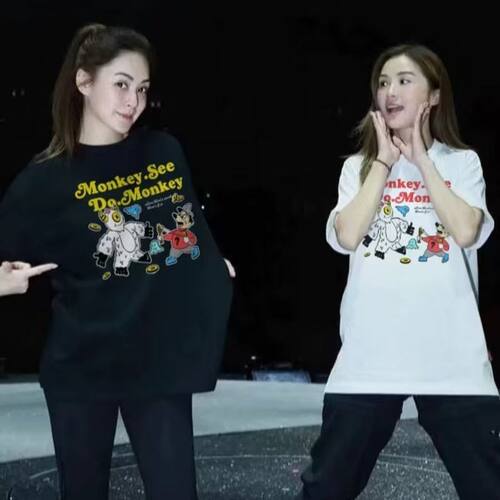 阿娇asa钟欣潼蔡卓妍同款韩版宽松短袖t恤女夏季纯棉演唱会上衣服