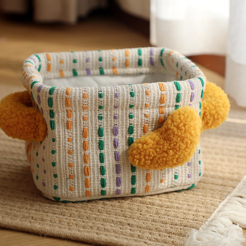 复古桌面收纳盒小众杂物收纳筐遥控器家用宿舍化妆刷多功能整理篮