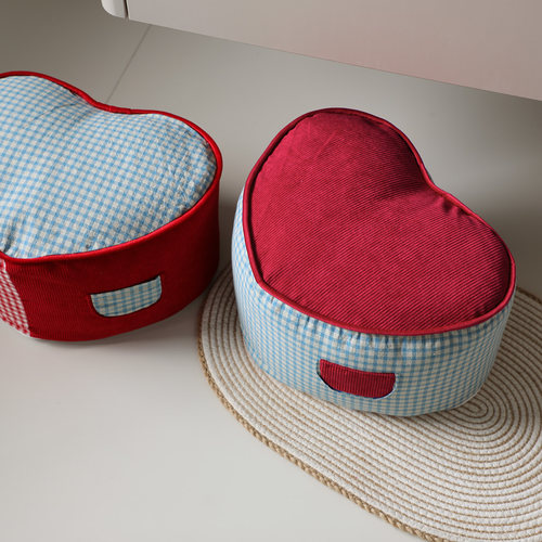 爱心复古脚凳客厅软坐墩家用入户门换鞋凳可拆洗布艺榻榻米蒲团