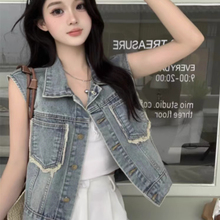 早夏小香风牛仔马甲外套女款夏季2025新款小个子春夏外搭短款上衣