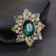 唯曼原创设计宫廷复古绿色玻璃胸针秋冬服装 配饰别针轻奢百搭胸花