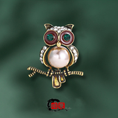 爆款 欧美复古珍珠镶钻猫头鹰胸针金属风个性 设计男女大衣衣服配饰