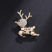 小鹿乱撞高档精致小巧可爱胸针圣诞节礼物合金珍珠水钻别针扣配饰