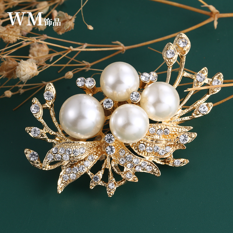 唯曼韩版合金女时尚珍珠胸针胸花