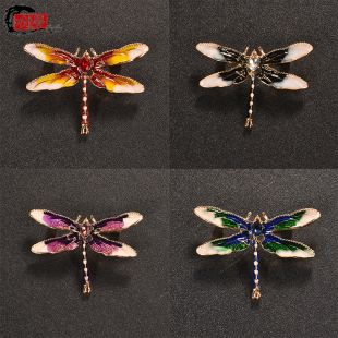 别针时尚 蜻蜓胸针卡通珐琅固定服装 昆虫小饰品毛衣胸花镶水钻扣针