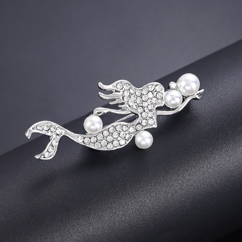 复古银色美人鱼镶钻珍珠胸针女百搭奢华气质外套大衣别针扣配饰品,饰品/流行首饰/时尚饰品新,胸针,淘宝优惠券,粉丝福利购,淘宝优惠卷