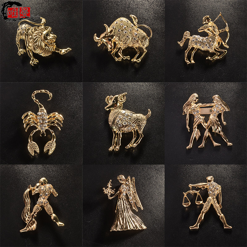 十二星座胸针复古风配件小众图片