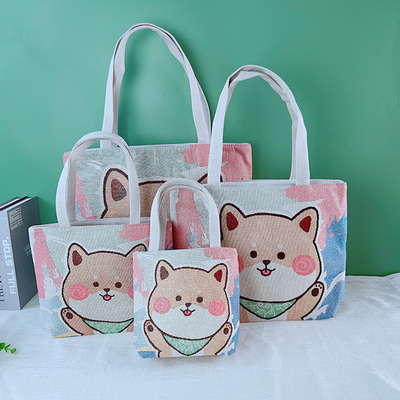 卡通帆布单肩包大容量