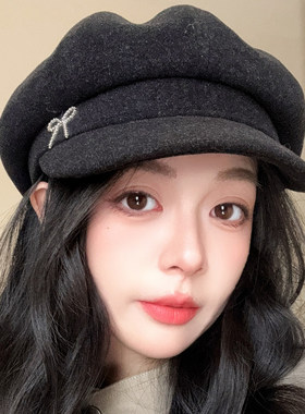 新款毛呢八角帽休闲帽子女秋冬