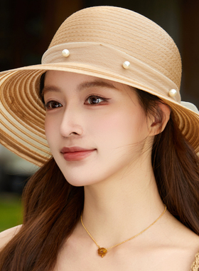 新款赫本风防晒渔夫帽女士夏季