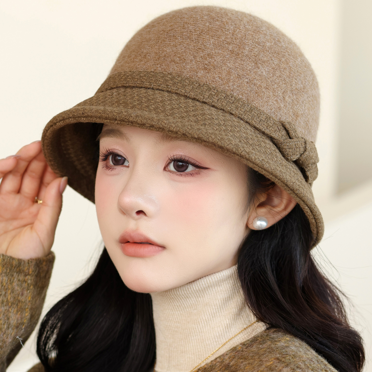 新款气质羊毛渔夫帽女秋冬