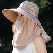 大檐遮阳帽女夏季 防晒遮脸采茶帽子透气护颈户外骑车太阳帽潮 新款