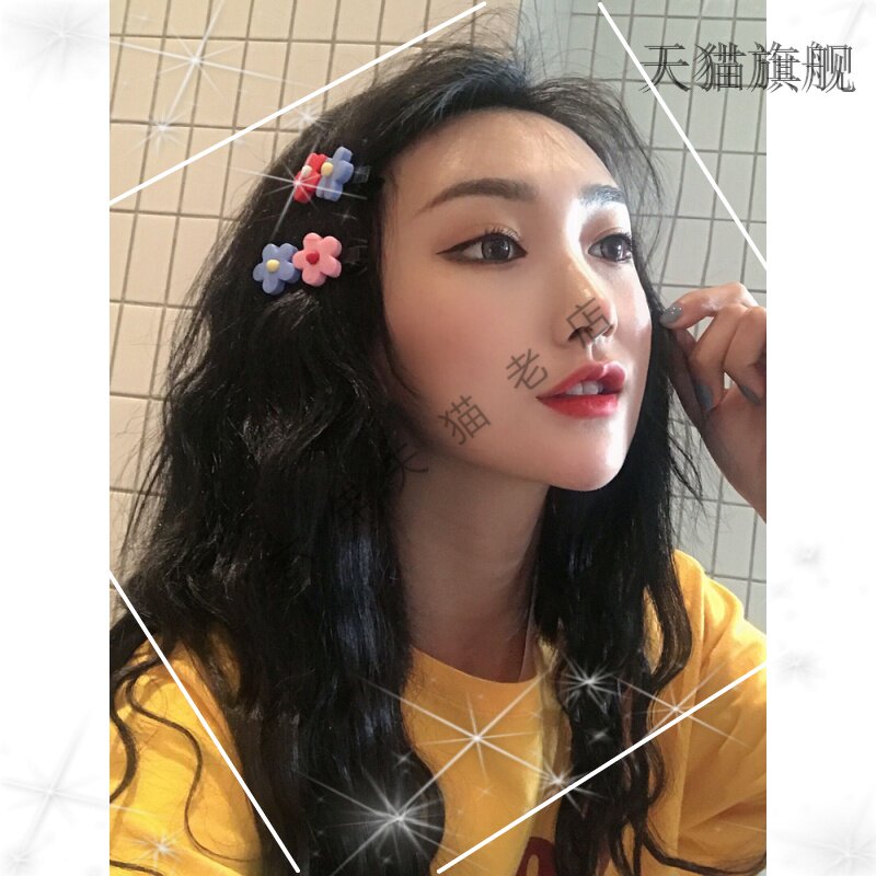 抖音同款TKTY甜美花朵发夹泫雅风发饰学生清新奶油胶发卡软陶泥