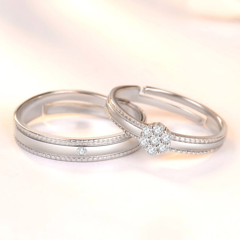 时尚百搭网红同款日韩简约925纯银开口情侣一对 开口百搭情人节表