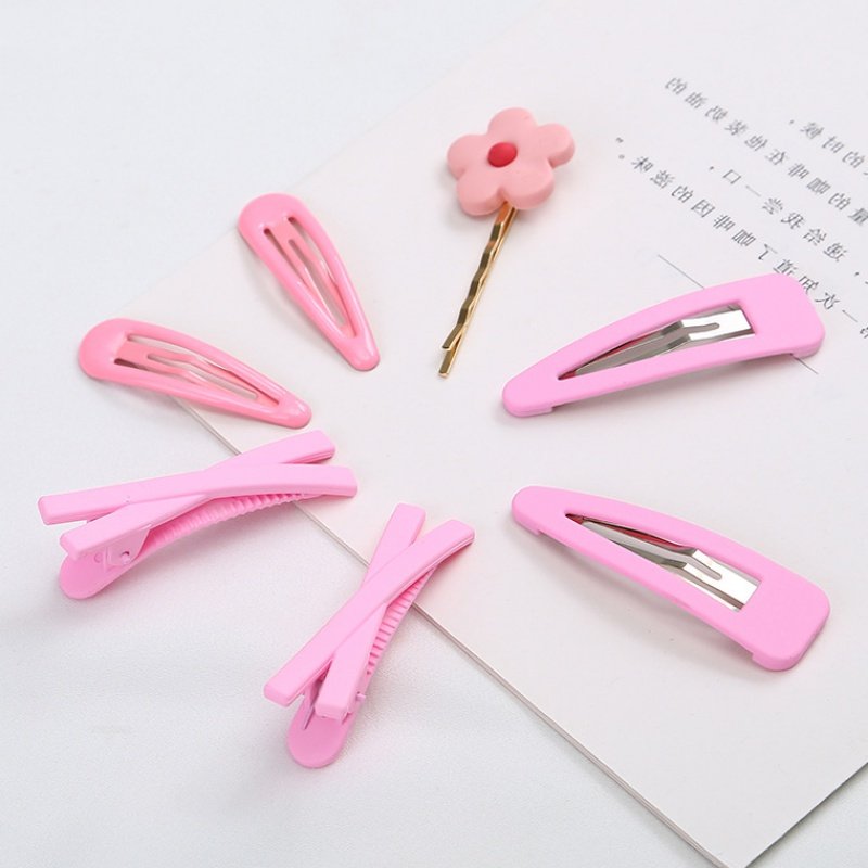 抖音新款泫雅风发夹韩版花朵交叉边夹软陶波浪BB夹套装马卡龙色发