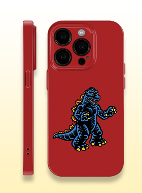 红底哥斯拉创意漫画菲林手机壳亮面适用iPhone16prom红米k80华为MATE70硬壳VIVOX200苹果15OPPOFINDX8xsmax/7