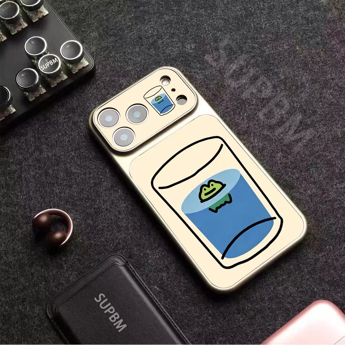 水杯青蛙适用于苹果17promaxiPhone16PRO磁吸防摔15p硬玻璃手机壳