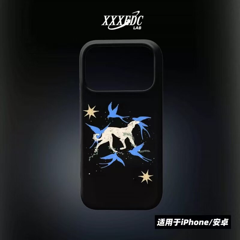 星夜飞鸟灵犬手机壳手机壳适用于苹果17OPPOvivo小米17一加13苹果16promax荣耀华为vivo红米oppo