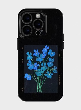 简约蓝色小花手机壳手机壳适用于苹果17OPPOvivo小米17一加13苹果16promax荣耀华为vivo红米oppo