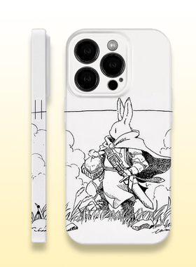 白色简约兔子武士菲林手机壳适用苹果16P华为vivo红米OPPO荣耀90P苹果16promax荣耀华为vivo红米oppo
