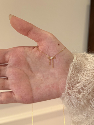 S925纯银日系精工蝴蝶结高级感轻奢项链