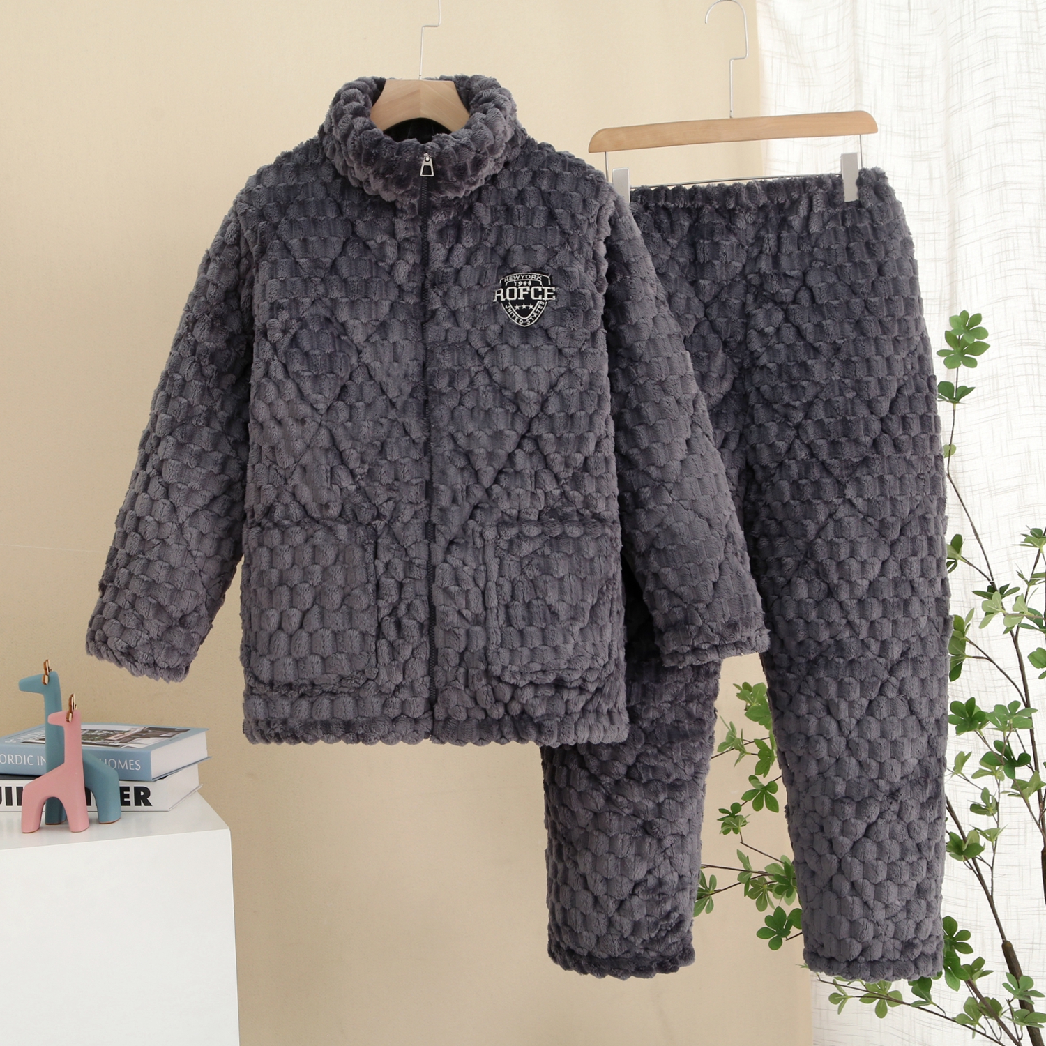 家居服冬季提花加厚加绒加厚加绒