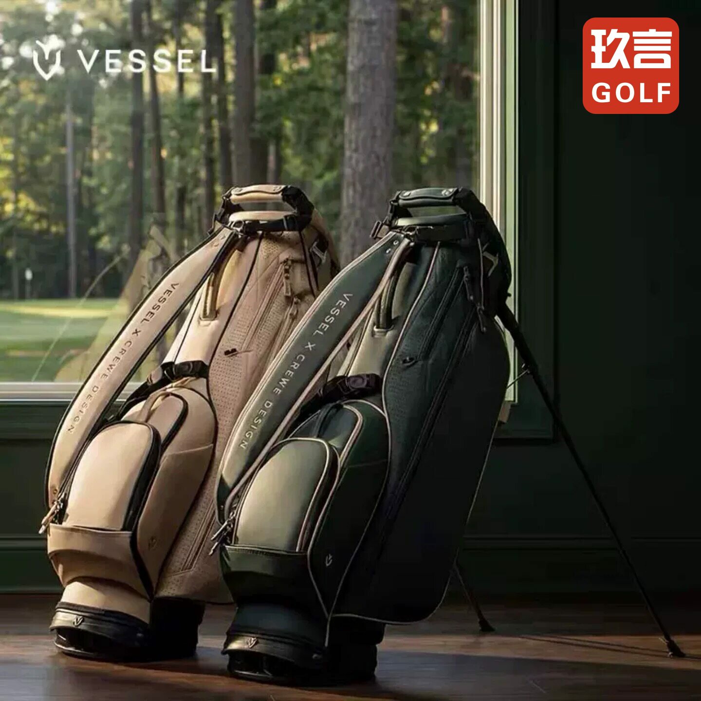 VESSEL高尔夫球包CREWECUPLUXgolf7.5寸4格轻便支架包皮革球杆包