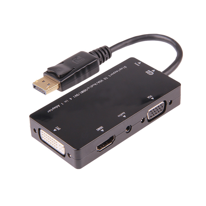 SZHY-LINK DP转HDMI/DVI/VGA带音频分配器高清视频转换线支持同显