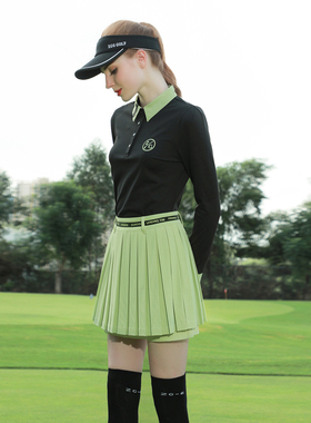 春秋ZG6高尔夫女装球服装女士球衣长袖T黑色上衣网球服女百褶裙裤