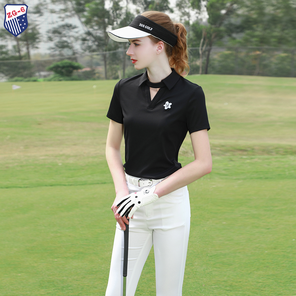 ZG6高尔夫女装球服装女短袖速干显瘦T恤白色微喇叭裤golf女裤子