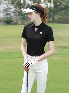 ZG6高尔夫女装球服装女短袖速干显瘦T恤白色微喇叭裤golf女裤子