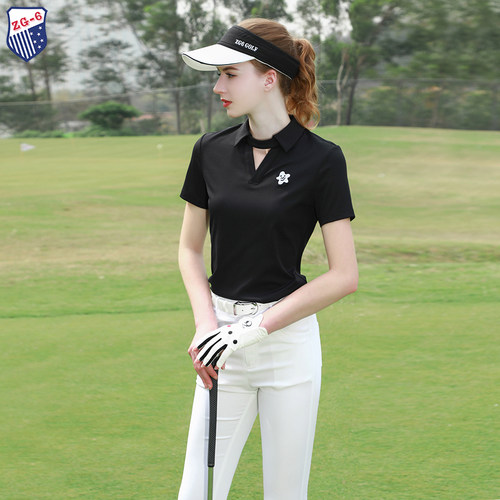 ZG6高尔夫女装球服装女短袖速干显瘦T恤白色微喇叭裤golf女裤子