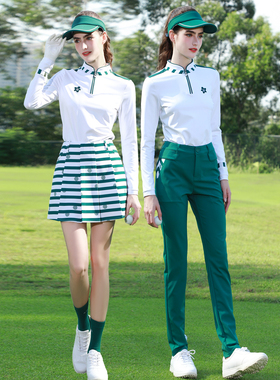ZG-6高尔夫女装服装女运动高端长袖T恤速干上衣墨绿长裤golf裤女