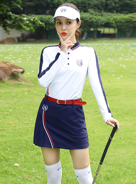 ZG-6高尔夫女装球衣女士服装套装长袖休闲白色上衣裤裙网球裙子女