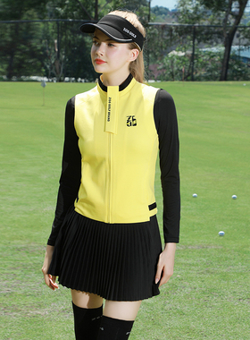秋冬ZG-6高尔夫女装球服装女时尚运动背心马甲女黑色百褶裙网球裙
