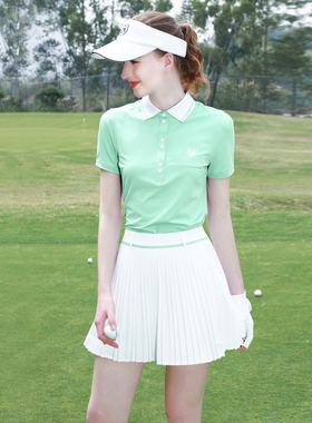 ZG6夏高尔夫女装球服女运动裤裙速干浅绿上衣高端网球服女百褶裙