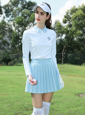 ZG6春夏高尔夫女装球服女运动速干白色上衣高端网球裙女百褶裙子