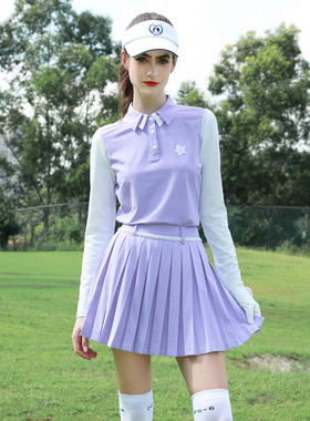 ZG6高尔夫女装服装女高端运动紫色长袖T恤速干上衣网球裙女百褶裙
